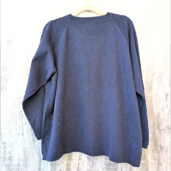 VTG 90's Eddie Bauer Blue V Stitch Heavyweight Ribbed Cotton Men's XL Crewneck - Picture 4 of 7